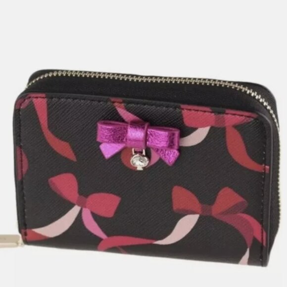 Kate Spade New York Wrapping Party Small Zip Around Wallet Cardcase Black Multi - Picture 3 of 6